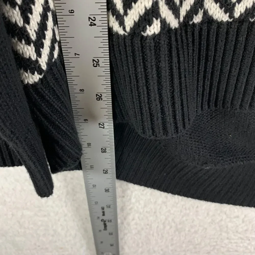 Michael‎ Kors Women's Angora Crewneck Black Gray Chevron Knit Pullover Sweater L